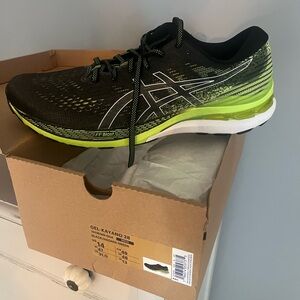 ASICS Gel-Kayano 28 Black and Hazard Green Sneakers